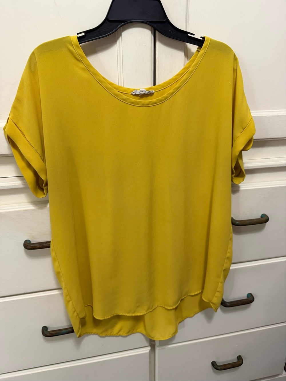 Pleione Bright Mustard Short-Sleeve Scoop Neck Top